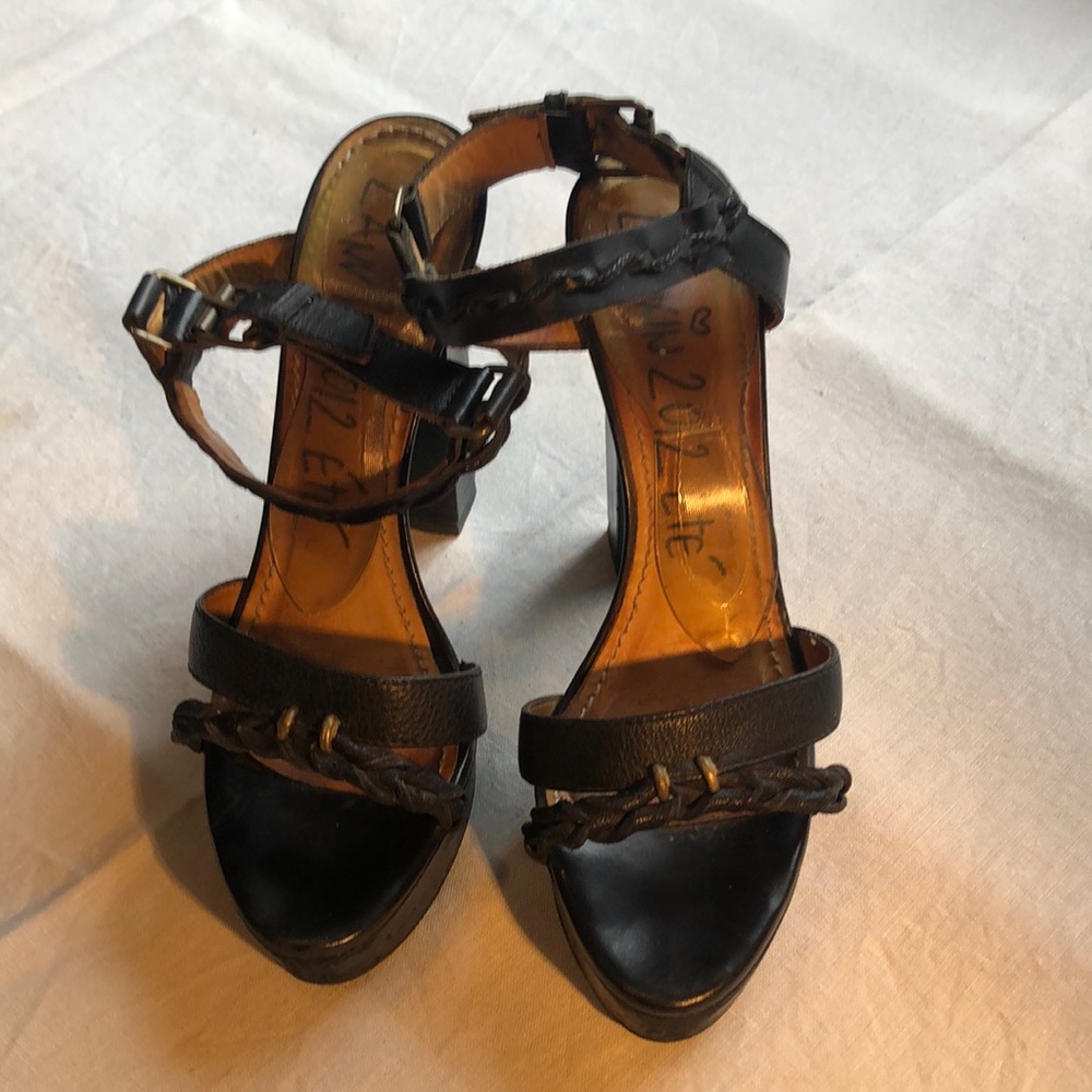 Lanvin strap sandals platform. Size 8. Black leather